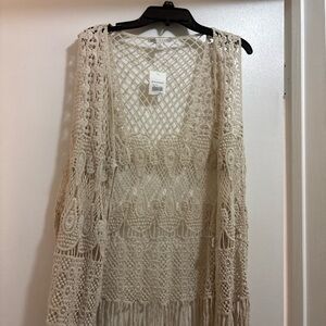 Cato Cream Open Weave Cover-Up
